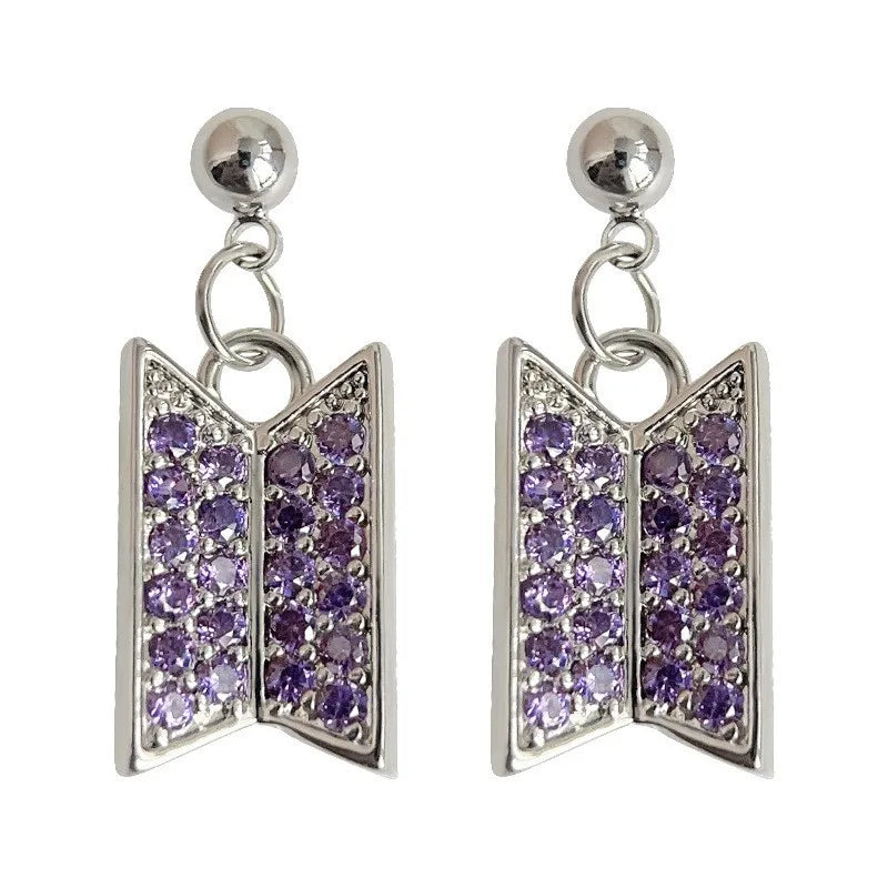 BTS Purple Incrusted diamond earrings