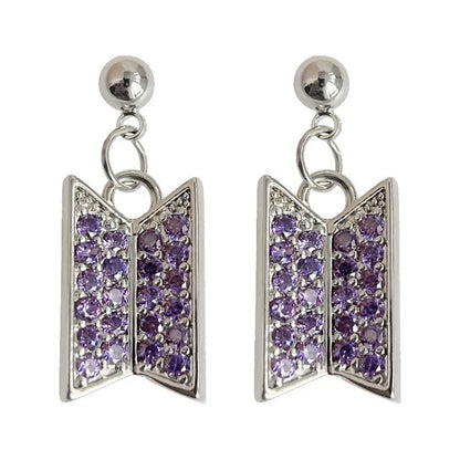 BTS Purple Incrusted diamond earrings