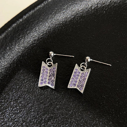BTS Purple Incrusted diamond earrings